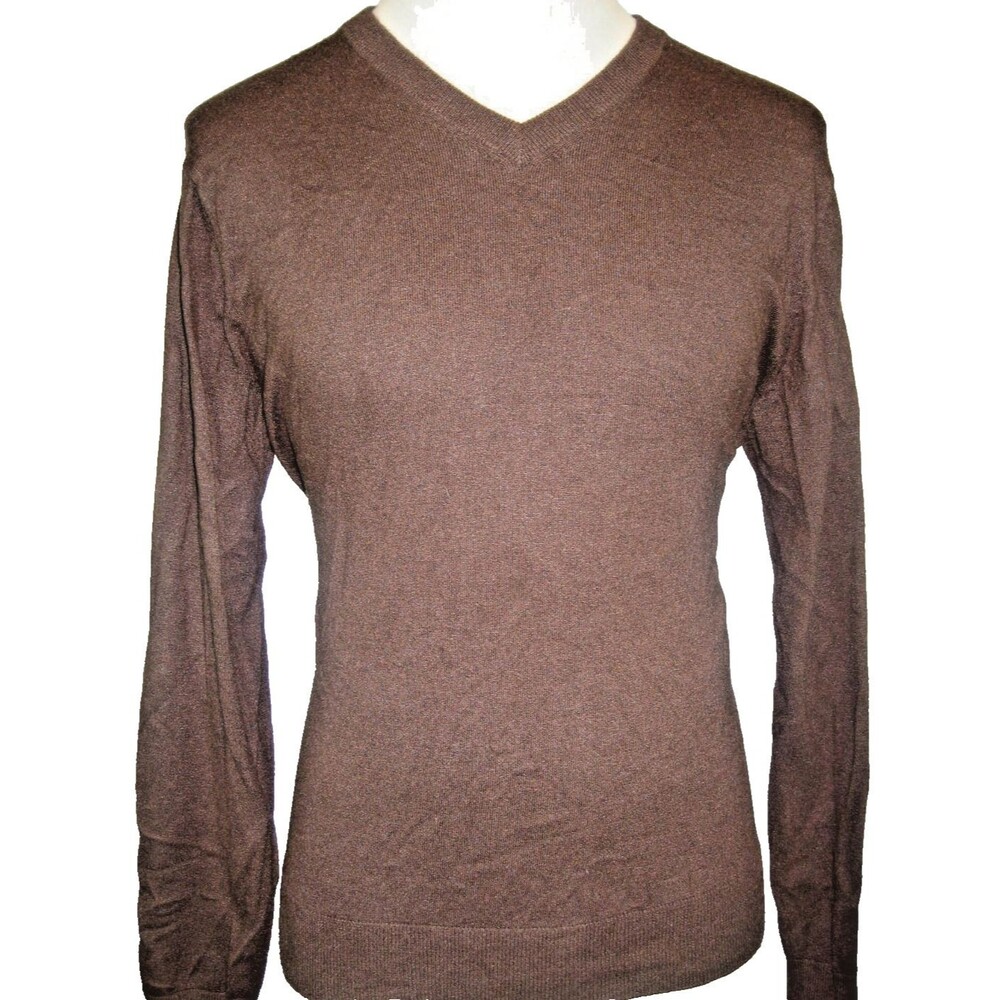 Womens Johnston & Murphy Brown Silk/Nylon/Angora V-neck Pullover sweater sz L